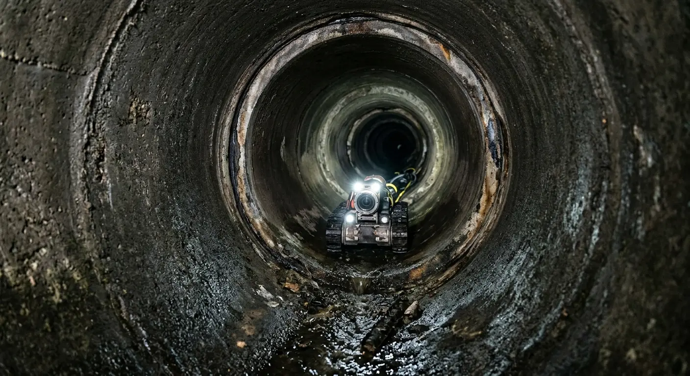 Robotic sewer camera inspecting pipe interior for Sewer Line Cleaning in Beacon Square